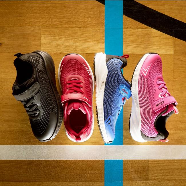 Deyes Trainers lined up in black, red, purple & pink